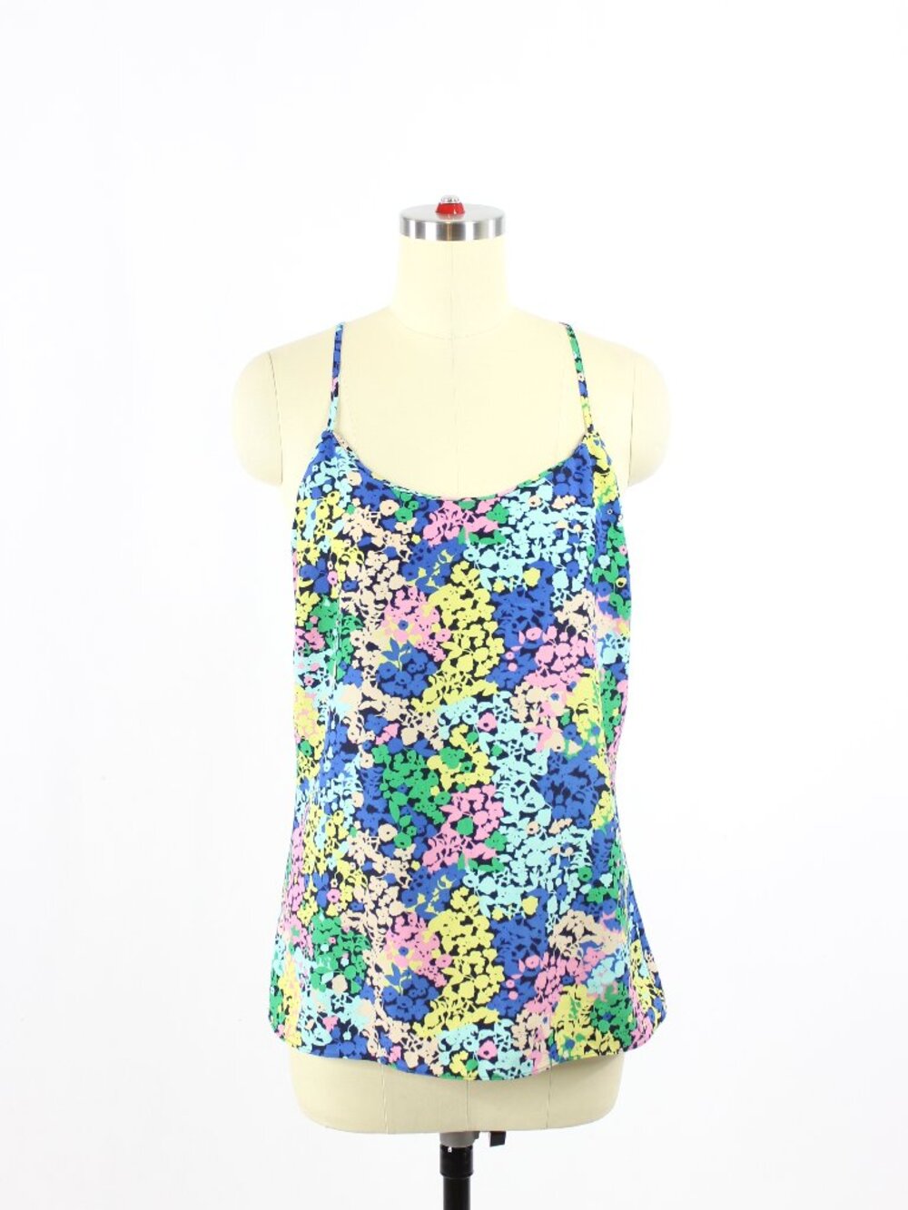 J.CREW FACTORY Floral Crepe Racerback Tank Top, Size 2